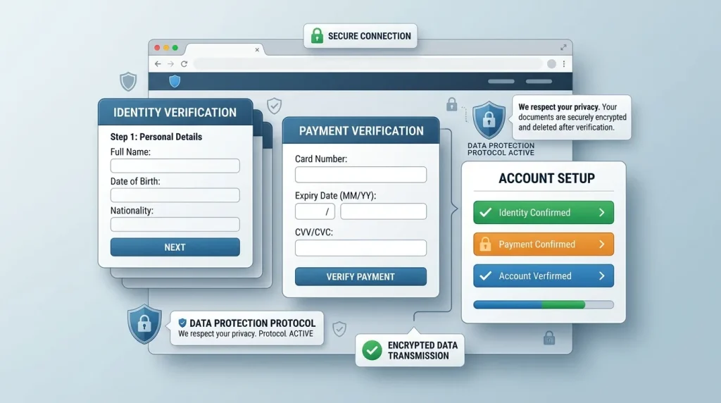 Conceptual illustration of secure identity verification for an online account