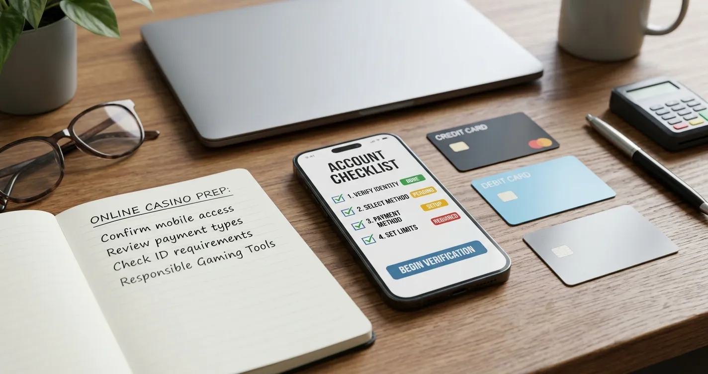 Conceptual illustration of mobile casino, payments and account checks